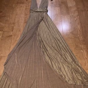 Pleated Split front halter dress